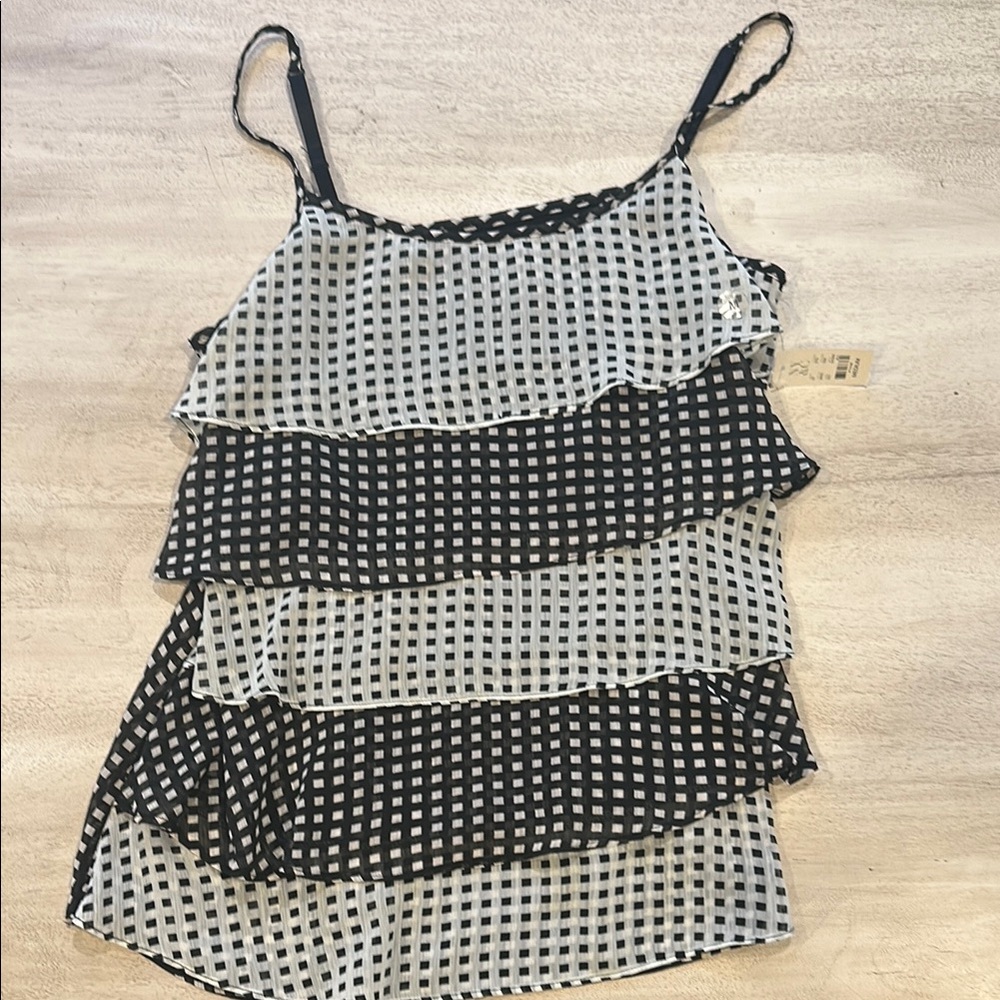 New York & Company Black and White Tiered Camisole - Picture 2 of 16